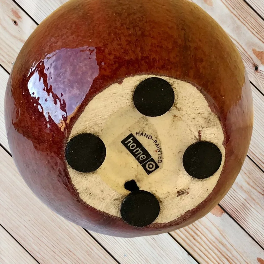 Ceramic Red Apple Fruit Pottery Decoration Green Stem Hand Painted